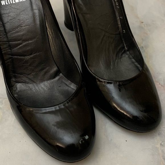 Stuart weitzman black patent leather pump size 7 black heel black pump - Picture 8 of 12